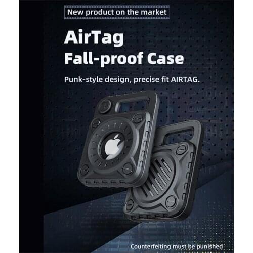 For Apple Airtag Case Hard Armor Protective Shell With Keychain Shockproof Cover For Tracker TPU Anti-Lost Device Airtag Case