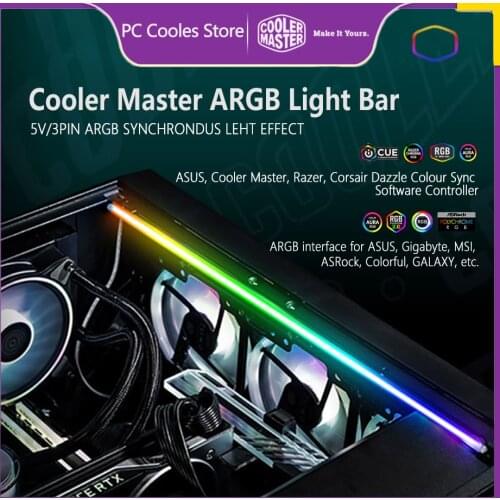 Cooler Master ARGB Light Bar 5V/3PIN Addressable RGB LED PC Computer Case Light Bar Support ASUS, MSI, Gigabyte, and ASRock