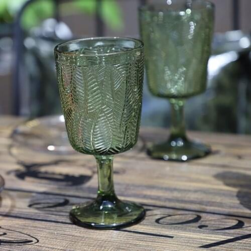 Colored Glass French Goblet Wedding Decoration Cup Champagne Glasses Juice Cup European Embossed Wine Glass