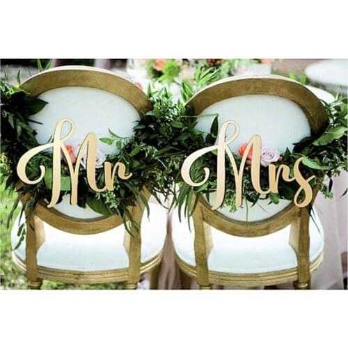 Wood Mr and Mrs Wedding Chair signs for Wedding Decoration Wooden Letters 2pcs/lot