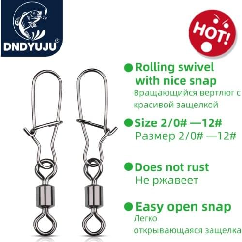 DNDYUJU 50PCS 3#-12# Stainless Steel Fishing Connector Pin Bearing Rolling Swivel Snap Pins Fishing Tackle Accessories