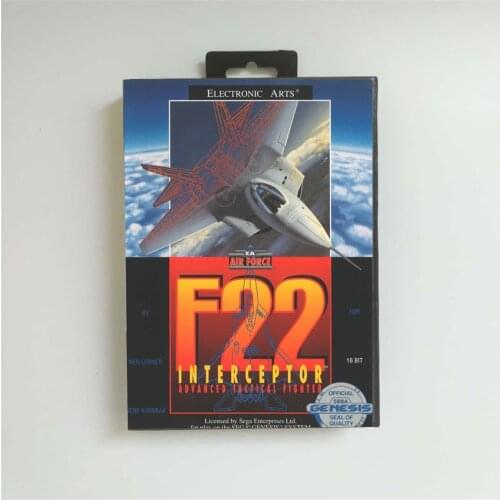 F22 Interceptor - USA Cover With Retail Box 16 Bit MD Game Card for Sega Megadrive Genesis Video Game Console