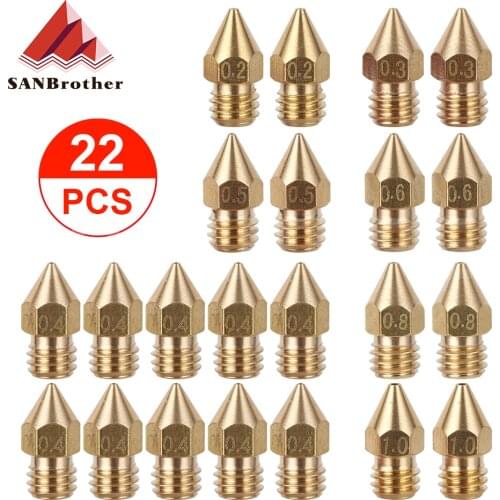 3D Printer Nozzles MK8 Extruder Nozzle Extruder Print Head 1.75mm for 3D Printer Anet A8 Makerbot MK8 Creality CR-10 Ender 3