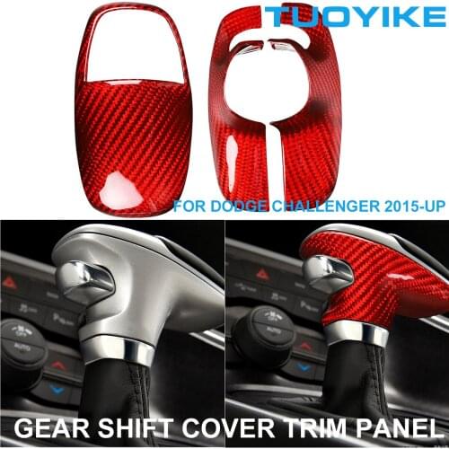 LHD Car Styling Carbon Fiber Central Gear Shift Knob Cover Trim Panel Sticker For Dodge Challenger 2015 2016 2017 2018 2019 Red