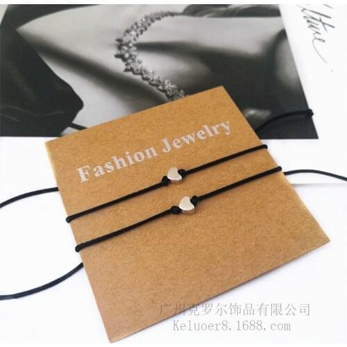 Make A Wish Paper Card Love Woven Adjustable Rope Chain Copper Bracelet Accessories Gift For Couples Best Friends