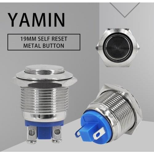 19mm Metal Push Button Switch Power Supply Key Momentary Reset 2 Pins Screws Two Foot Doorbell 1NO