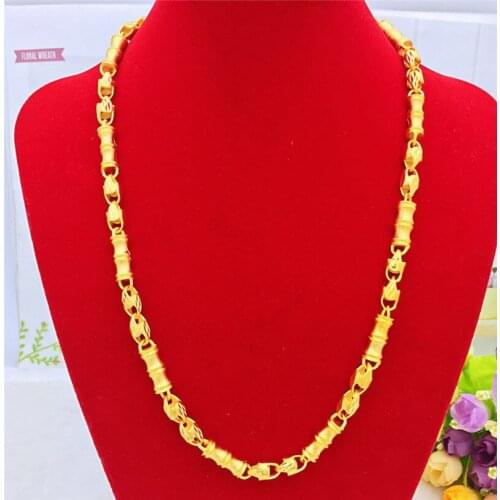 FASHION 14K GOLD NECKLACE FOR MEN WEDDING ENGAGEMENT JEWELRY 8N CAR FLOWER BAMBOO CHAIN NECKLACE THICK YELLOW GOLD CHAIN JEWELRY