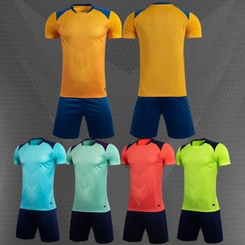 Men & Boys Survetement Soccer Jerseys Sets ,Youth Football Uniforms, Futebol Shirt Shorts Clothes, Football kit Suits Blue M8627