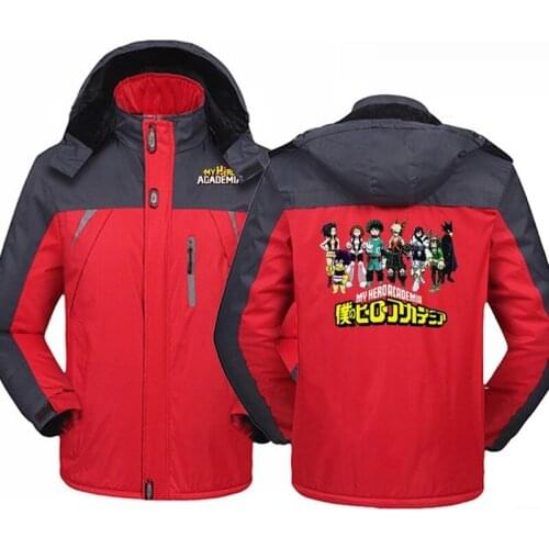 2021 New Winter Anime My Hero Academia Thicken Windbreaker Waterproof Warm Outdoor Couples Mountaineering Coats Jacket