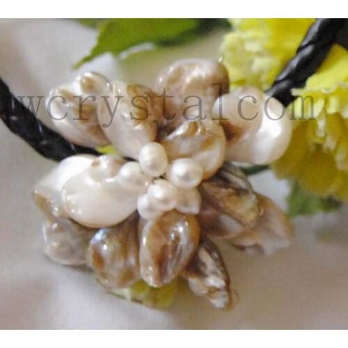 Charming white shell Pearl Necklace one flower