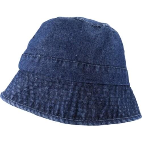 Japanese Unisex Vintage Washed Denim Bucket Hat Hip Hop Sunscreen Fisherman Cap