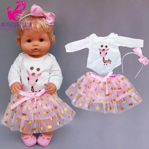 16 inch baby doll Dress suitable for 40 cm baby doll clothes skirt and headwear 3 in 1 set Ropa y su Hermanita