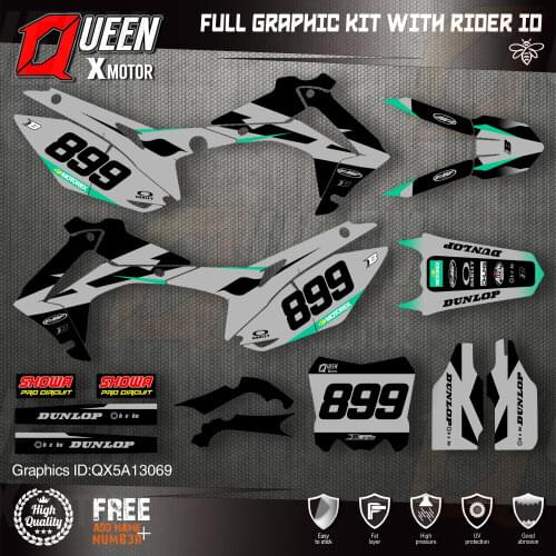 QUEEN X MOTOR Custom Team Graphics Backgrounds Decals Stickers Kit For HONDA 2014-2017 CRF250R 2013-2016 CRF450R 069