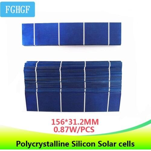 50pcs 156*31.2MM 0.87W Polycrystalline Silicon Solar Cells DIY Solar Panel For Phone tablet MP3 MP4 Powerbank Charging