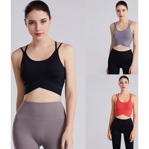 Beauty Back Cross Vest Sports Women Tank Fitness Vest Yoga Running Inner Chest Pad Yoga Clothes Crop Top