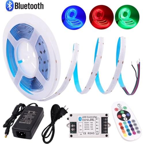 DC 12V RGB COB LED Strip Bluetooth Engineering Decoration 24V 768 LEDs CRI 85RA Flexible Tape Ribbon LED Light 5m/Lot