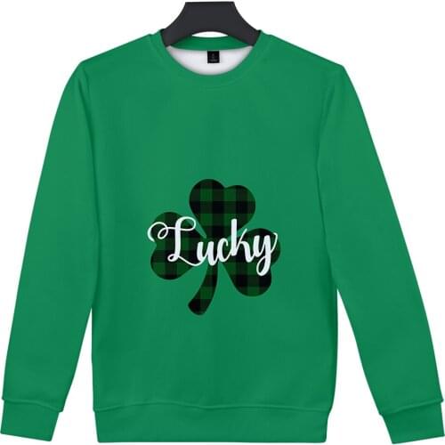 St. Patricks Day O-Neck Hoodie Green Full Sleeve Hoodies Fashion Clothes All-Match Unisex 3D printing Sweatshirt