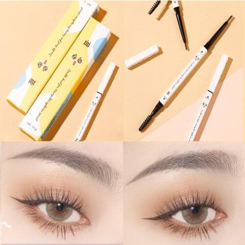 Xixi Slim Double-headed Natural Eye Brow Pen With Brush Light Coffee Dark Brown Long-lasting Waterproof Stereo Eyebrow Pen