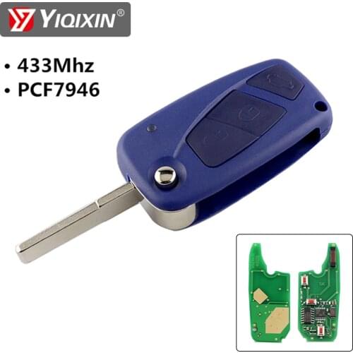 YIQIXIN Folding Blue Remote Car Key Fit For Fiat Punto Panda 500 Ducato Stilo Fiorino Qubo Bravo Idea Grande 3 Button 434MHz Key