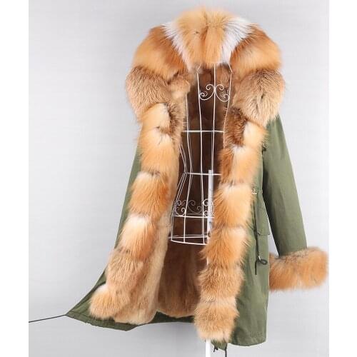 Long Parka 7XL Winter Jacket Women Real Fox Fur Coat Natural Raccoon Fur Collar Color Matching 2021 New Long Parka disassembled