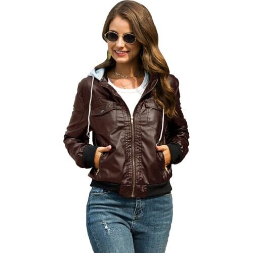 Womens Clothing Short Slim Leather Jacket Keep Warm Thicken Hooded Female Jackets Women Coats 2020 Autumn Winter Coat Female