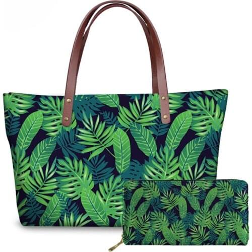 NOISYDESIGNS Tropical Palm Leaf Printing Handbags Women Large Capacity Shoulder Tote Bag Ladies Top-Handle Bags Females Bolsa