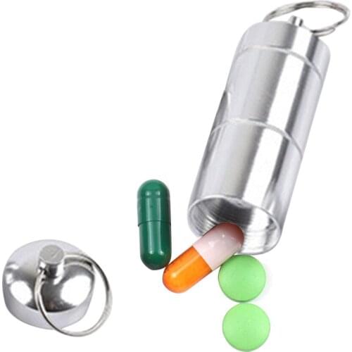 Metal Storage Box Portable First Aid Kit Drug Organizer Multi-function Keychain Waterproof Seal Home Organizer Key Pendant