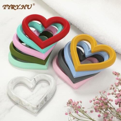 TYRY.HU 10pcs Baby Teether Silicone Heart Food Grade Silicone Pandents DIY Teething Toys For Teeth Tiny Rod Baby Teethers Gift