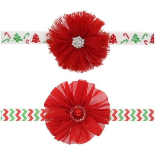 100pcs Christmas Headband Red Chiffon Flower with Elastic Band red shabby chiffon flower headband