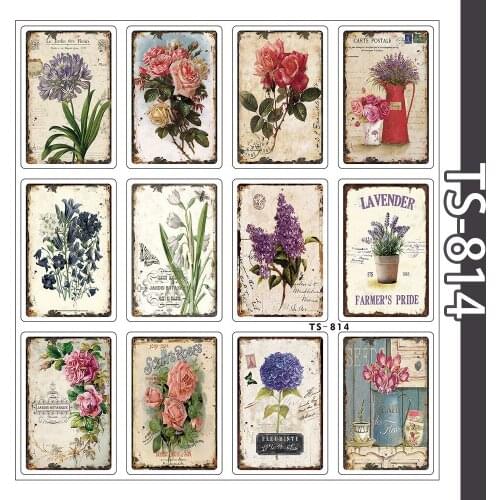 12Pcs/set Flower industrial style toy sticker for notebook/computer/skateboard/refrigerator/mobile phone/hand account/sticker