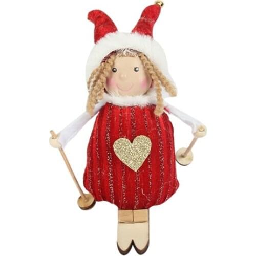 4 Pcs Sleigh Skiing Girl Christmas Plush Doll Hanging Pendant Christmas Tree Decoration Cute Elf Hanging Doll Ornaments for