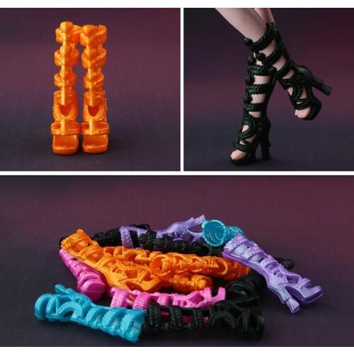 5 Pair / lot Mixed Colors leaves Design Shoes For Monster High Doll Beautiful long boots Free shipping