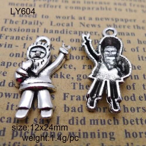 50pcs 12x24mm Antique Silver Alloy Father Christmas Charms Pendant