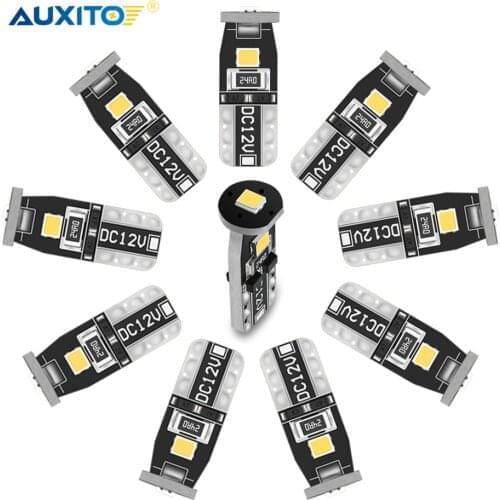 AUXITO 10pcs 2835 SMD T10 W5W 194 Led Bulbs Parking Car LED Side Light Trunk Lamp 12V White Lighting For Peugeot 206 308 307 207