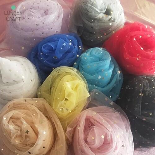 100cm*150cm Shiny Star Mesh Tulle Fabric Doll Beautiful Wedding Dress Clothing Decoration Material DIY Clothes Sewing Supplies