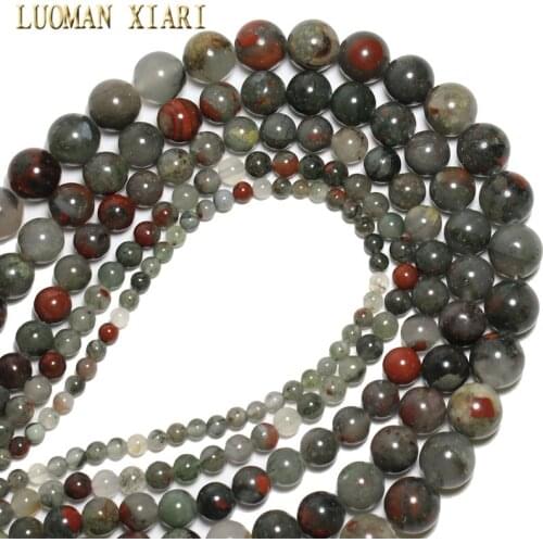 AAA+Natural Africa Blood Stone Beads For jewelry Making DIY Necklace Bracelet Wholesale 4/6/8/10/12 mm Strand 15.5