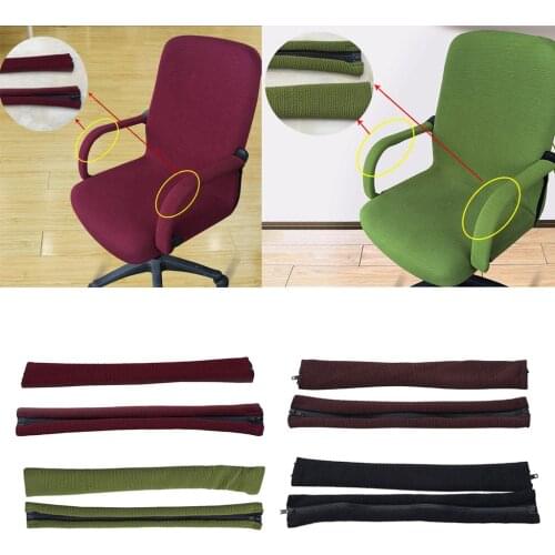 1 Pair Stretch Pure Color Rotating Armrest Covers For Desk Gaming Chair with Zipper
