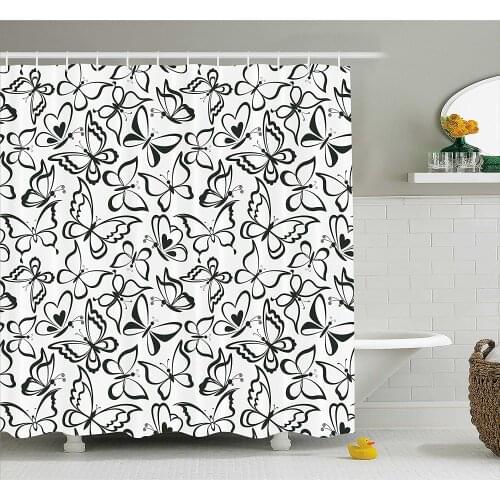 Animal Decor Shower Curtain Butterfly Spiritual Freedom Sign Sacred Feminine Artful Illustration Bathroom Waterproof Curtains