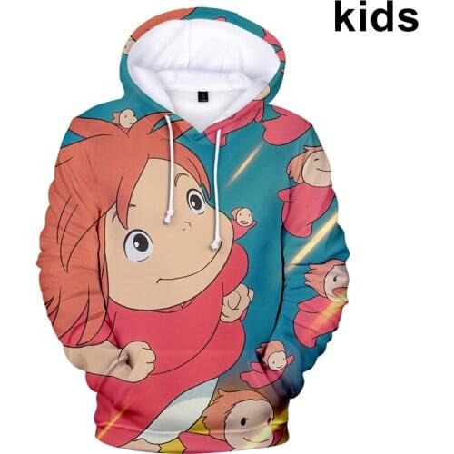3 To 14 Years Kids Hoodies Ponyo on the Cliff 3D Hoodie Sweatshirt Boys/Girls Harajuku Anime Jacket Tops pullover Clothes