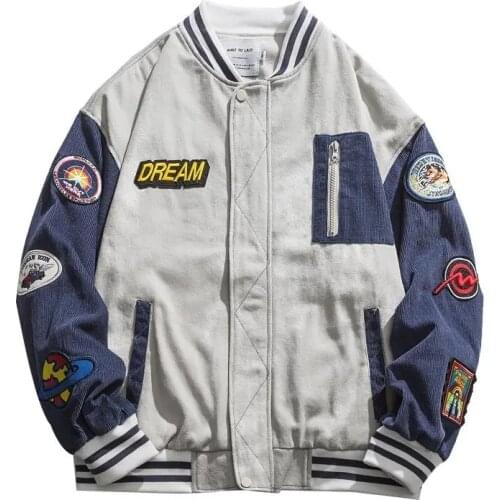 Denim jacket 2021 Spring and Autumn Fashion Brand Bomber Jacket Women Loose Patch Workwear Jacket Couple Baseball Uniform Top