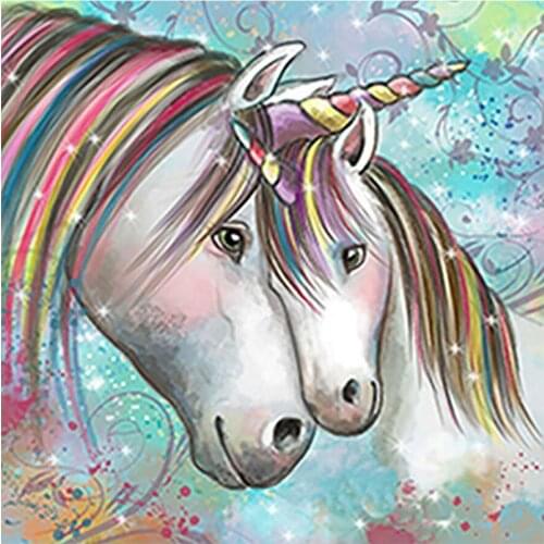 Unicorn Mother and Son Diamond Painting Animal Cartoon Round Full Drill Nouveaute DIY Mosaic Embroidery 5D Cross Stitch Gifts