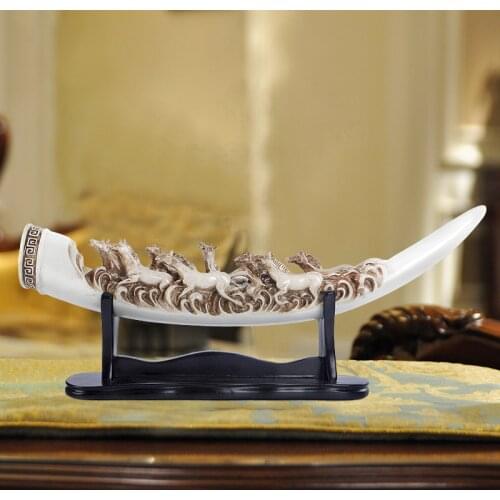 European Ivory Figurines Sculptures Horse Artwork Hotel Bar Home Furnishing Decoration Crafts Livingroom Office Lucky Ornaments
