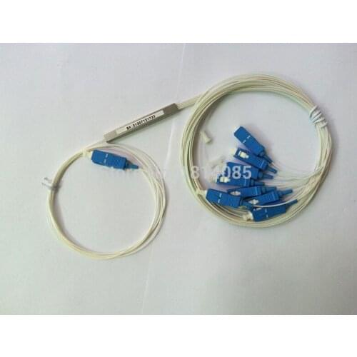 Hot Sale 10pieces/lot 0.9mm Steel Tube 1x8 Mini SC/UPC Fiber Optic PLC Splitter