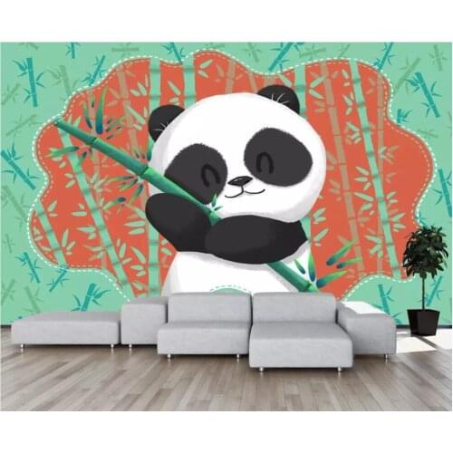 Custom photo mural 3d wallpaper Hand drawn cartoon panda bamboo childrens room deco 3d wall murals wallpaper for walls 3 d