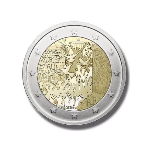 French 2 Euro Metal Coin Inlaid Coins Europe New Original Coin Unc Commemorative Edition 100% Real Rare Eu