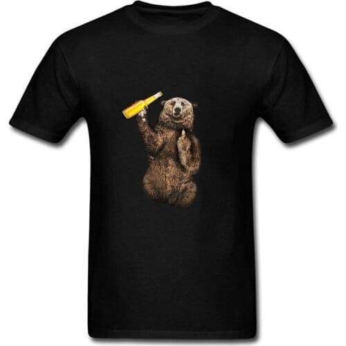 Cotton T-Shirt Fashion Summer Bear Middle Finger T-shirt 3D Printed Men for Women Shirts Tops Funny Cotton Black Tees