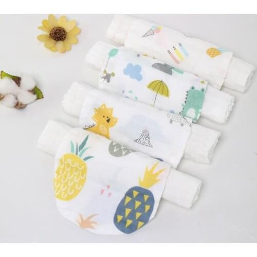 New Soft Baby Sweat Towels Infant Back Dry Wipe Cotton Gauze Cloth Cartoon Pattern Back Pad Towel Absorbent Towels 21*31cm