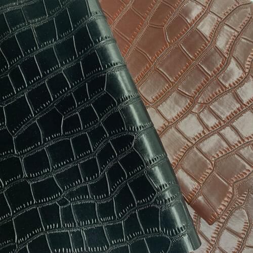 Good Black/Coffee Imitate Crocodile Faux PU Leather Fabric Bumpy Shape Artificial Leather Sewing Diy Bag material DIY Shoes