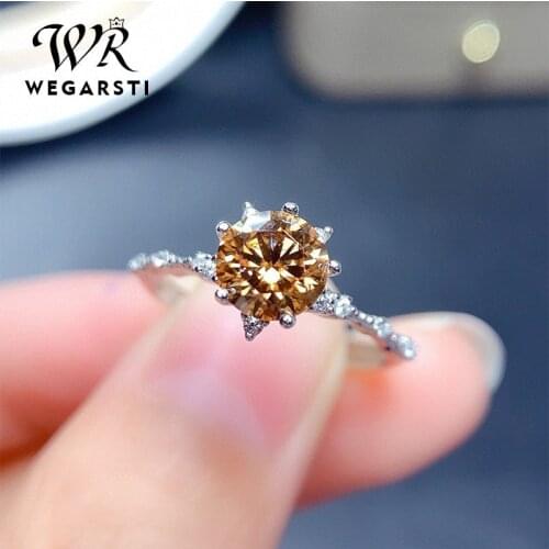 WEGARSTI Engagement Finger Ring For Women Big Stone 1CT Clear Zirconia Rings Crystal Statement Fine Jewelry Female Gifts