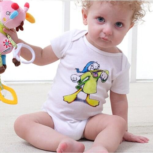 Baby Girl Jumpsuit Body Suit 2021 Summer Toddler Boys Romper Cartoon Donald Duck Newborn Outfits Infant Clothes White Dropship